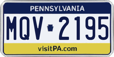 PA license plate MQV2195