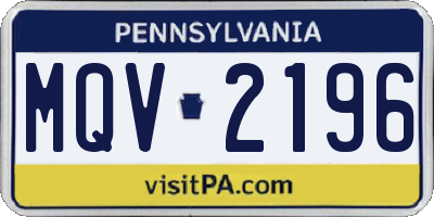 PA license plate MQV2196