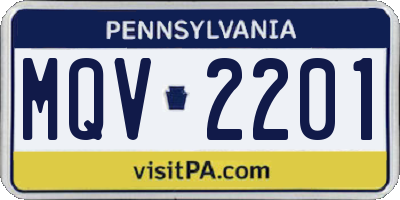 PA license plate MQV2201