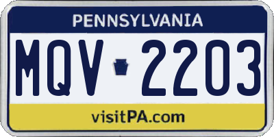 PA license plate MQV2203