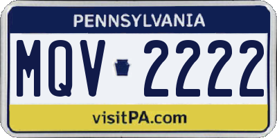 PA license plate MQV2222