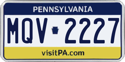 PA license plate MQV2227