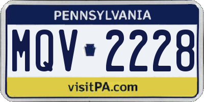 PA license plate MQV2228