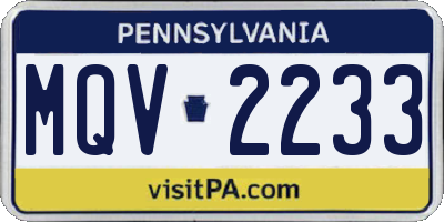 PA license plate MQV2233