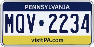 PA license plate MQV2234
