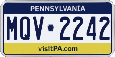 PA license plate MQV2242