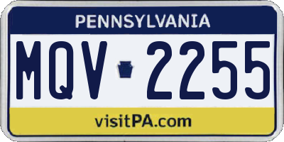 PA license plate MQV2255