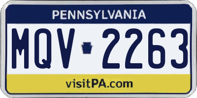 PA license plate MQV2263