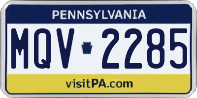 PA license plate MQV2285