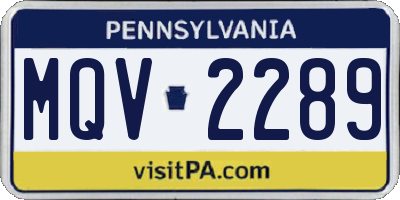 PA license plate MQV2289
