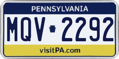PA license plate MQV2292