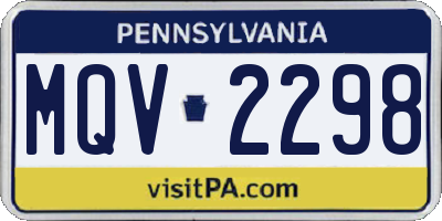 PA license plate MQV2298