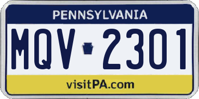 PA license plate MQV2301