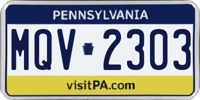 PA license plate MQV2303