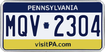 PA license plate MQV2304