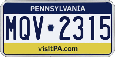 PA license plate MQV2315