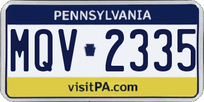 PA license plate MQV2335