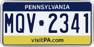 PA license plate MQV2341