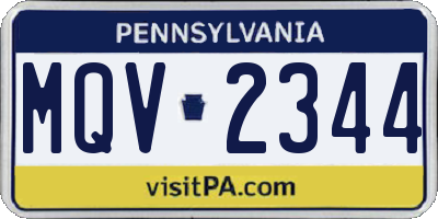 PA license plate MQV2344