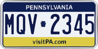 PA license plate MQV2345