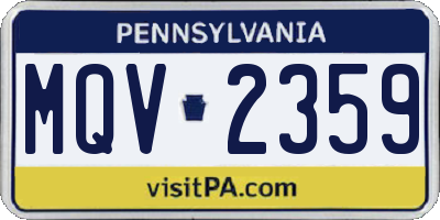 PA license plate MQV2359