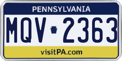 PA license plate MQV2363