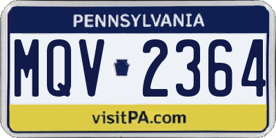 PA license plate MQV2364
