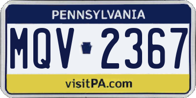 PA license plate MQV2367