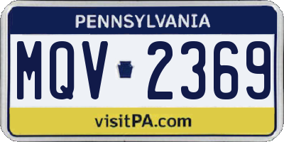 PA license plate MQV2369