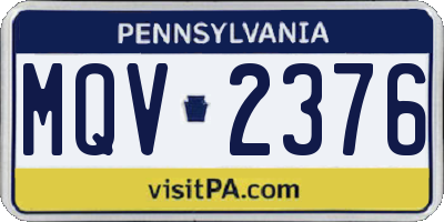 PA license plate MQV2376