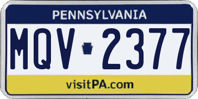 PA license plate MQV2377
