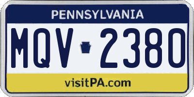 PA license plate MQV2380