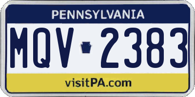 PA license plate MQV2383