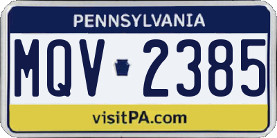 PA license plate MQV2385