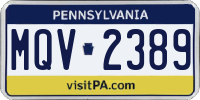 PA license plate MQV2389