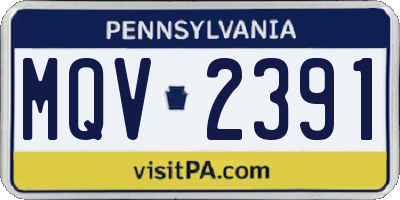 PA license plate MQV2391