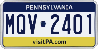 PA license plate MQV2401