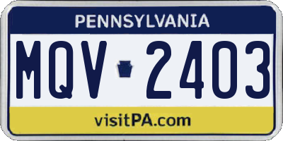 PA license plate MQV2403