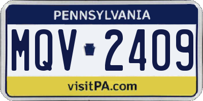 PA license plate MQV2409