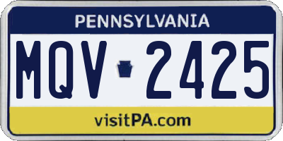 PA license plate MQV2425