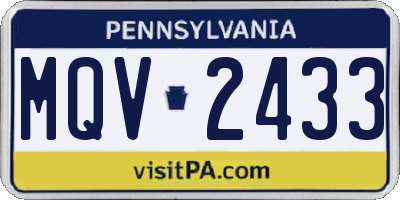 PA license plate MQV2433