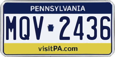 PA license plate MQV2436