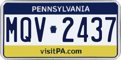 PA license plate MQV2437