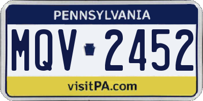 PA license plate MQV2452