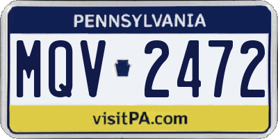PA license plate MQV2472