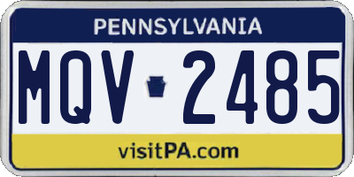 PA license plate MQV2485