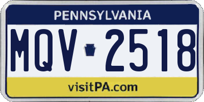 PA license plate MQV2518