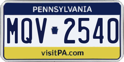 PA license plate MQV2540