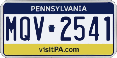 PA license plate MQV2541