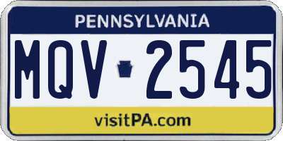 PA license plate MQV2545